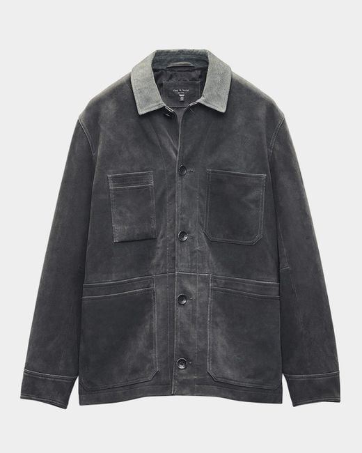 Rag & Bone Gray Graham Suede Multi-Pocket Chore Jacket for men
