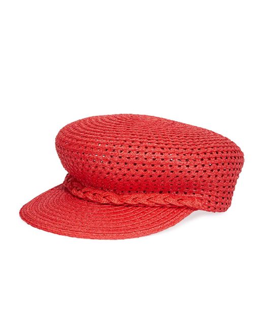 Eric Javits Red Capitan Woven Squishee Newsboy Hat