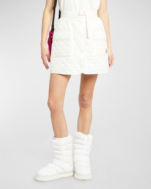 Moncler White Quilted Cargo Mini Skirt