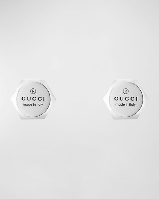 Gucci Metallic Logo-engraved Sterling Silver Stud Earrings