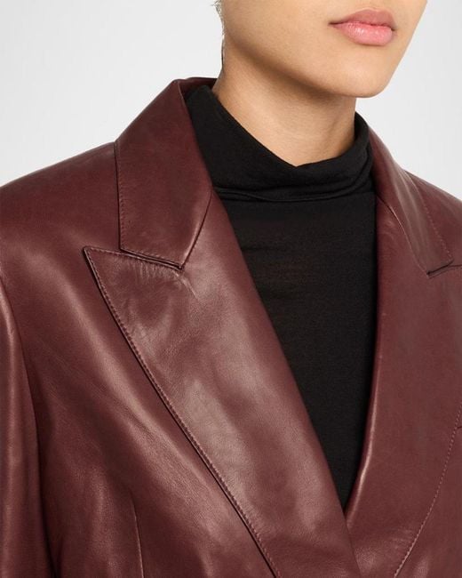 Max Mara Red Duse Leather Double-Breasted Jacket
