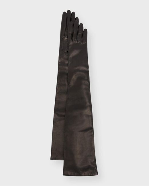 Portolano Black Opera Cashmere-Lined Leather Gloves