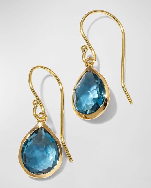 Ippolita Blue Teeny Teardrop Earrings In 18k Gold
