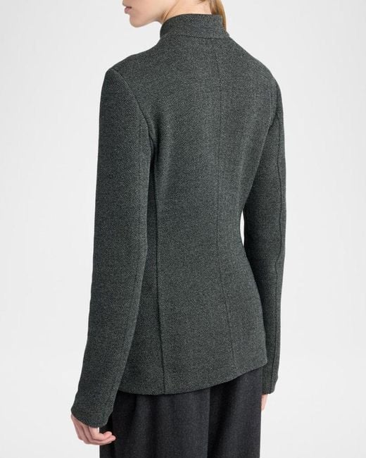 Giorgio Armani Black Buttoned Herringbone Jacket