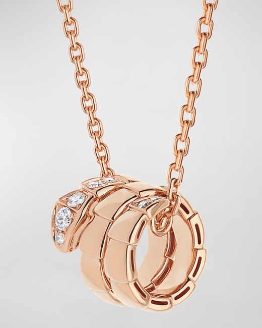 BVLGARI Metallic Serpenti Viper Necklace In 18k Rose Gold With Diamonds