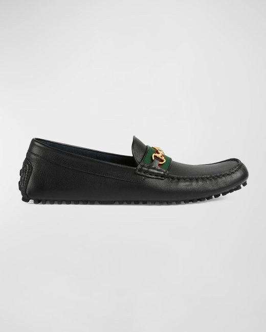 Gucci Black Ayrton GG-Bit Leather Drivers for men
