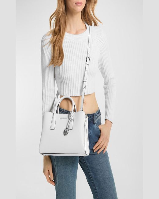 MICHAEL Michael Kors White Ruthie Small Leather Satchel Bag