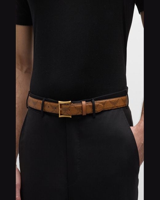 MCM Brown Aren Lauretos Leather Belt for men