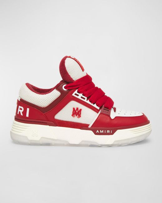 Amiri Red Ma-1 Leather & Mesh Low-Top Sneakers for men