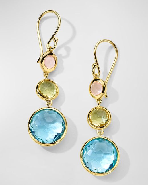Ippolita Blue Lollitini 3-stone Drop Earrings In 18k Gold