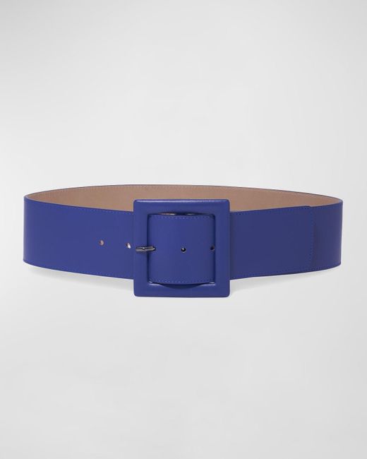 Carolina Herrera Blue Square-buckle Wide Leather Belt