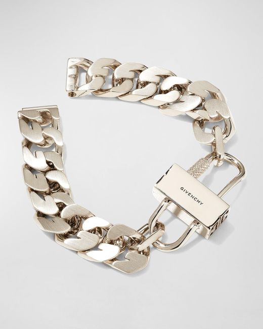 Givenchy Metallic G-chain Lock Small Silvery Bracelet for men