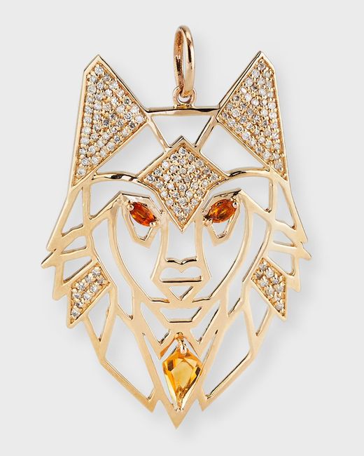 Siena Jewelry Metallic 14k Yellow Gold Diamond And Citrine Lion Charm