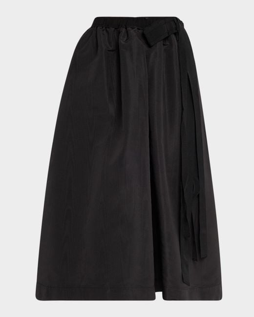 Dice Kayek Black Bow Silk Midi Skirt