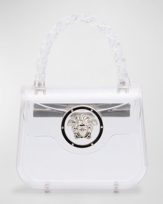 Versace White La Medusa Mini Acrylic Top-Handle Bag