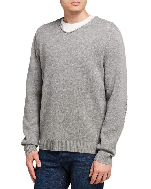 Fisher + Baker Gray Wentworth V-neck Sweater for men