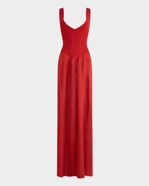 Altuzarra Red Lollie Plunging Drop-Waist Maxi Dress