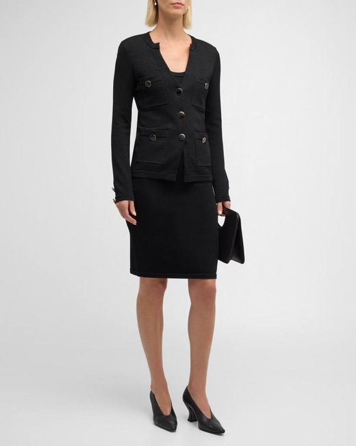 St. John Black Santiago Knit Button-Down Jacket