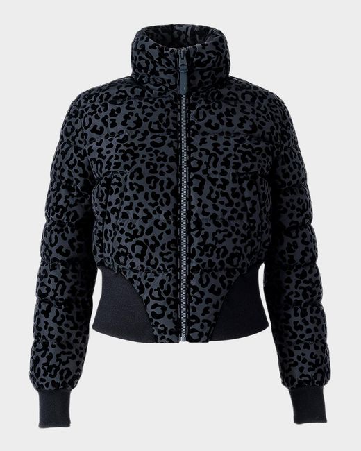 Mackage Blue Yaya-Flp Leopard Short Down Jacket