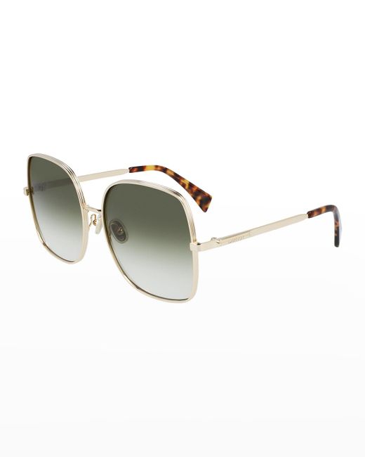 Lanvin Metallic Oversized Square Metal Sunglasses