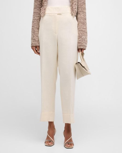 Peserico White Cropped High-Rise Twill Palazzo Pants