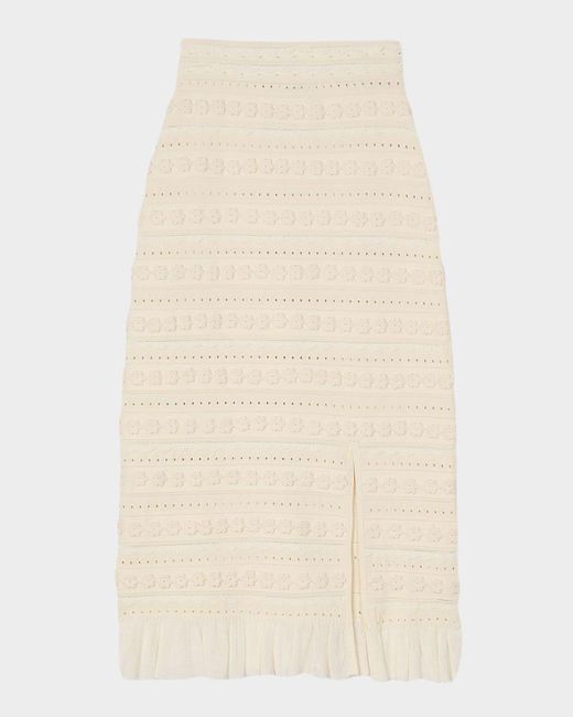 Sandro Natural Sartene Floral-Knit Midi Skirt