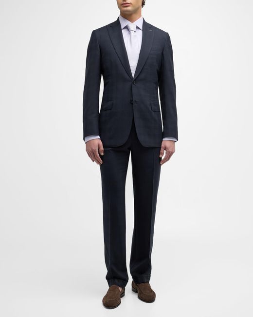 Brioni Blue Tonal Plaid Suit for men