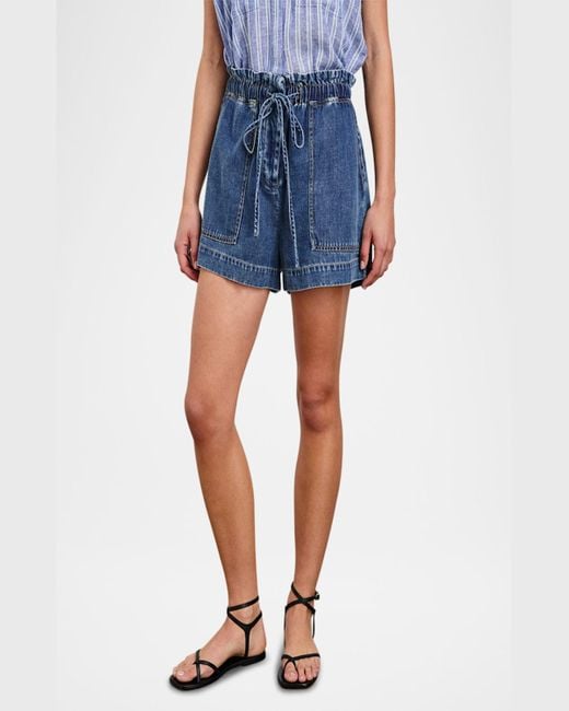 Rails Blue Foster Denim Paperbag Shorts