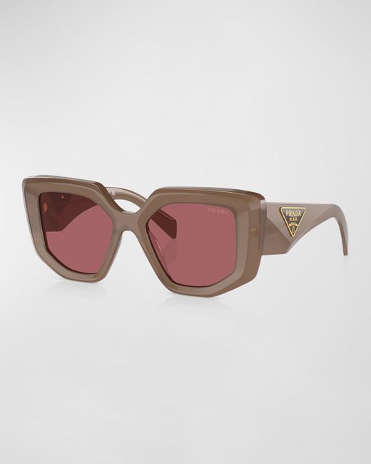 Prada Brown Pr 14Zs Acetate Butterfly Sunglasses