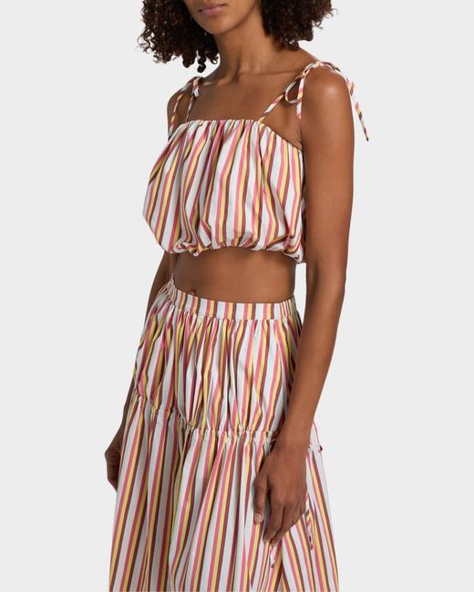 Solid & Striped Red The Ivy Striped Bubble Crop Top