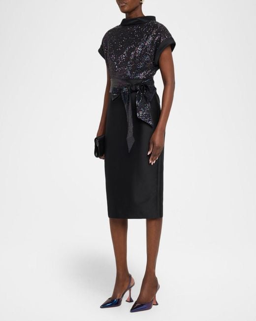 badgley mischka black sequin dress Dress to impress this holiday season with the Long Sleeve Sequin Gown The midnight-black sequins shimmer as you move, creating a hypnotic allure that will enchant those around you