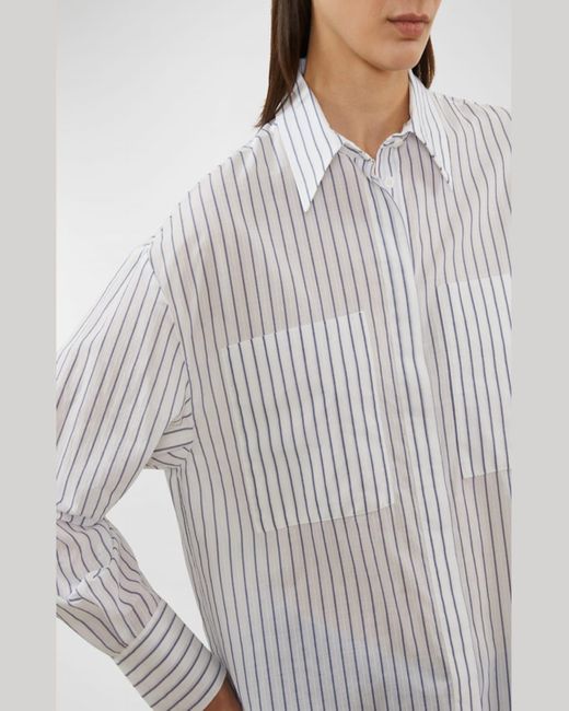 Peserico White Striped Button-down Cotton Shirt