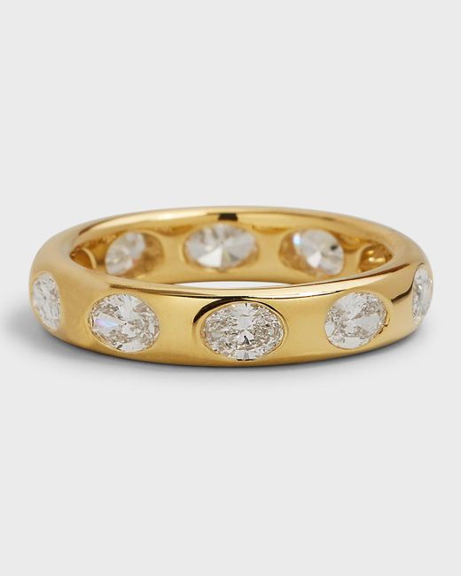 Rahaminov Diamonds Metallic 18k Yellow Gold Oval Diamond Polygon Ring, Size 6.5