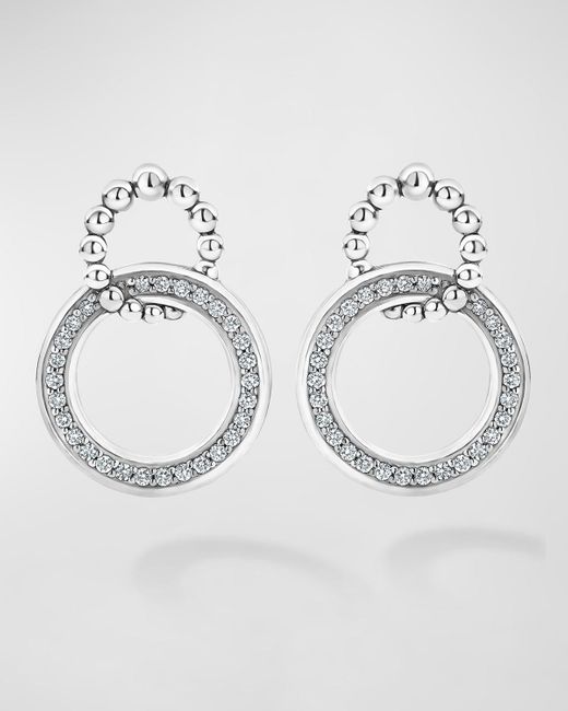 Lagos Metallic Diamond Circle And Caviar Beaded Circle Earrings