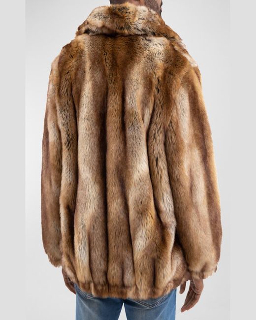 Fabulous Furs Brown Faux-Fur Bomber Jacket for men