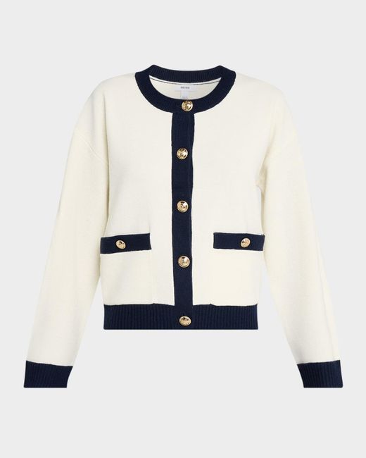 Reiss Women's White Wool-Cashmere Crewneck Cardigan