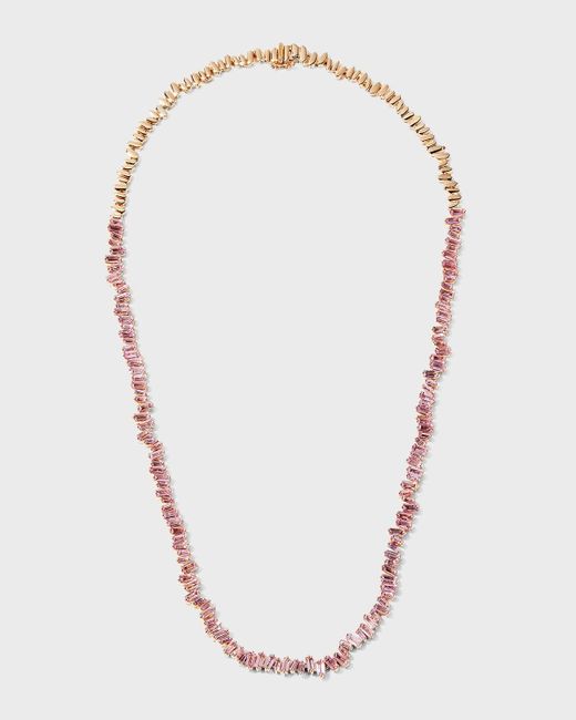 KALAN by Suzanne Kalan White 18k Rose Gold Pink Sapphire Tennis Necklace