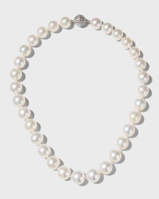 Belpearl White South Sea Pearl Necklace With Diamond Ball Clasp, 18"