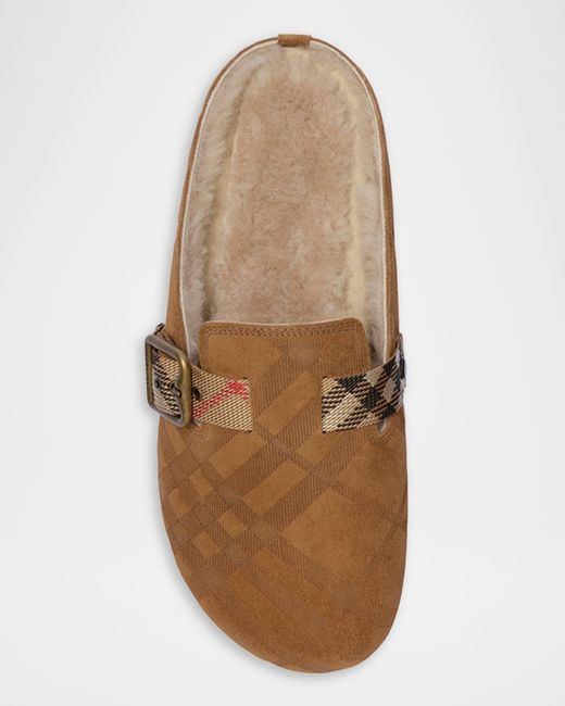 Burberry Brown Urchin Shearling-Lined Suede Clogs