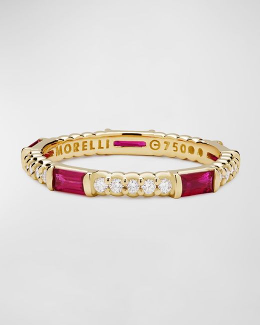 Paul Morelli White Ruby & Diamond Pinpoint Baguette Ring In 18k Gold