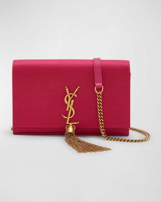 Saint Laurent Red Kate Small Tassel Ysl Wallet On Chain