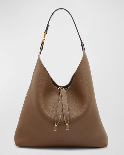 Chloé Brown Marcie Hobo Bag In Grained Leather