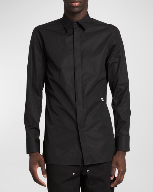 Givenchy Black Basic Dress Shirt With Mini 4g Embroidery for men