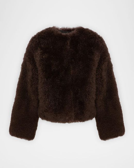 Yves Salomon Black Long-Haired Shearling Jacket