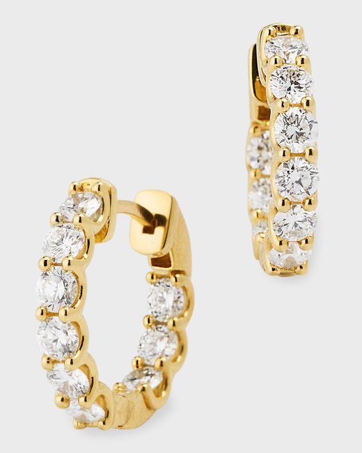 Neiman Marcus Metallic Lab Grown Diamond 18K Round Hoop Earrings, 1.8Ctw
