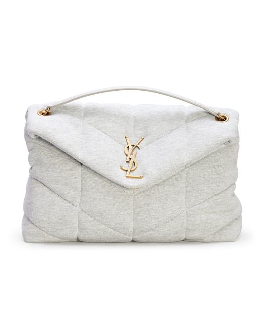 Saint Laurent Ysl Medium Puffer Jersey Shoulder Bag in Gray Lyst