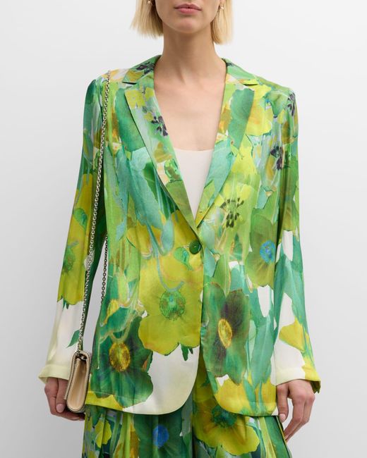 Kobi Halperin Green Marnie Single-Button Floral-Print Jacket