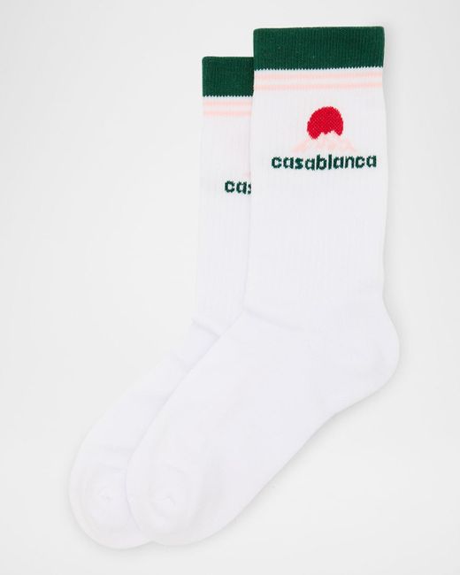 Casablanca White Casa Montagne Sport Crew Socks for men