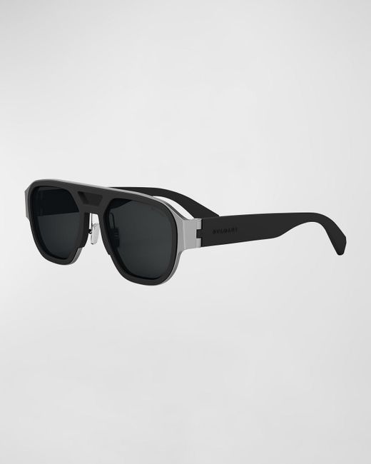 BVLGARI Black Aluminum Pilot Sunglasses for men
