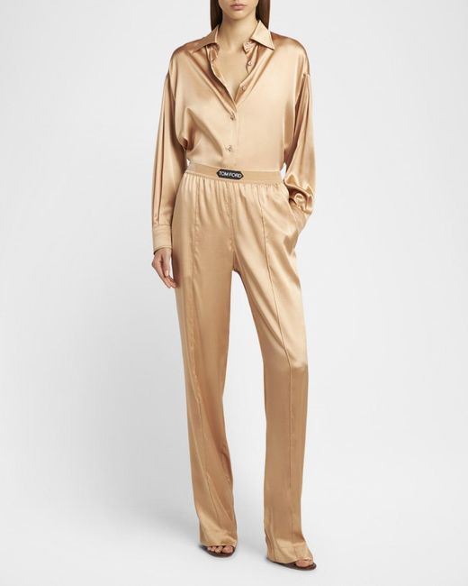 Tom Ford Natural Button-Down Silk Shirt